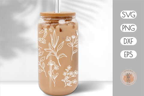 Wild Flowers Can Glass Wrap SVG | Summer Libbey Glass SVG SVG OrangeBrushStudio 