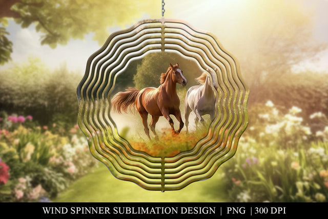 Wild Horses Wind Spinner Sublimation PNG Design Sublimation BijouBay 