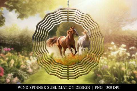 Wild Horses Wind Spinner Sublimation PNG Design Sublimation BijouBay 