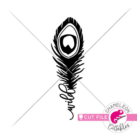 Wild Peacock Feather - SVG PNG DXF EPS JPEG SVG Chameleon Cuttables 