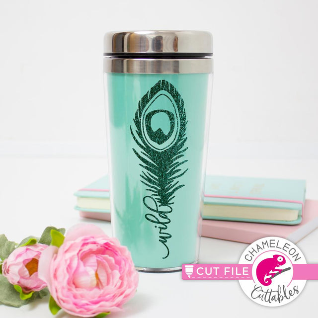 Wild Peacock Feather - SVG PNG DXF EPS JPEG SVG Chameleon Cuttables 