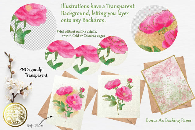 Wild Rose - illustrations Sublimation DrawnTogether with love 
