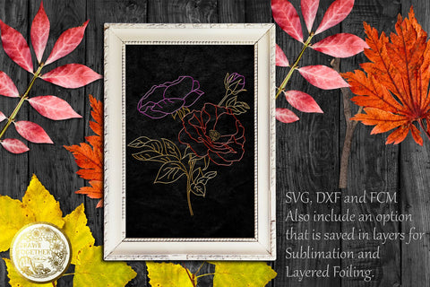 Wild Rose - Single line Sketch | for Foil Quill | Sublimation Sketch DESIGN DrawnTogether with love 