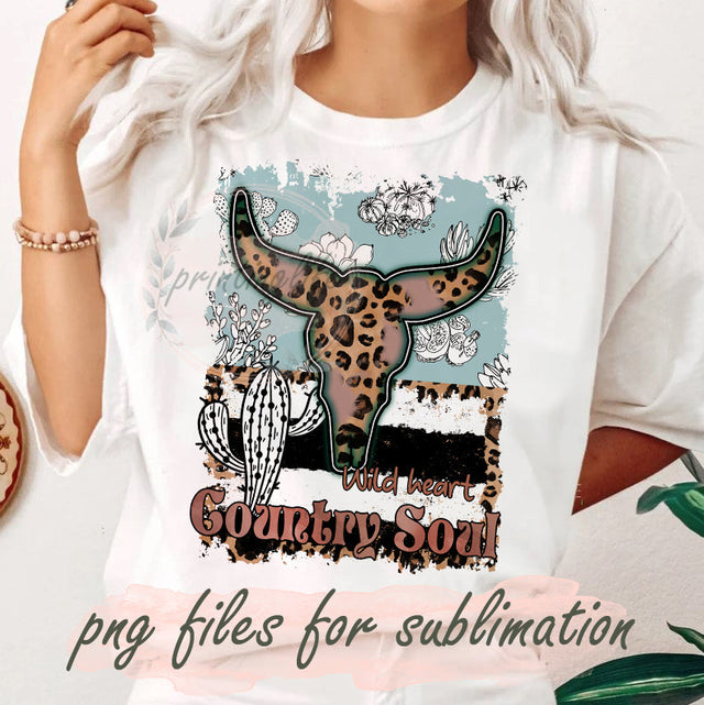 Wild Soul Bull Skull Leopard Design Png, Country Soul Png Files For Sublimation, Country Western Design Digital Png, Western Bull Skull Png , Western Cactus Png, Instant Download Sublimation PrintingLife 