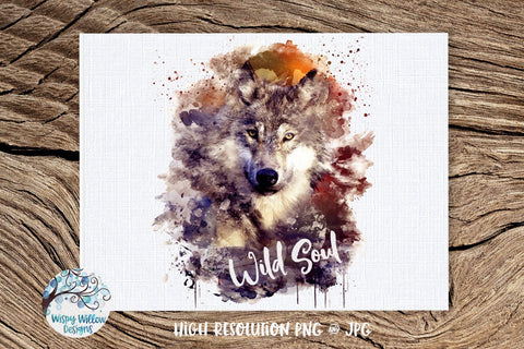 Wild Soul Watercolor Wolf PNG | Sublimation | Clip art Sublimation Wispy Willow Designs 