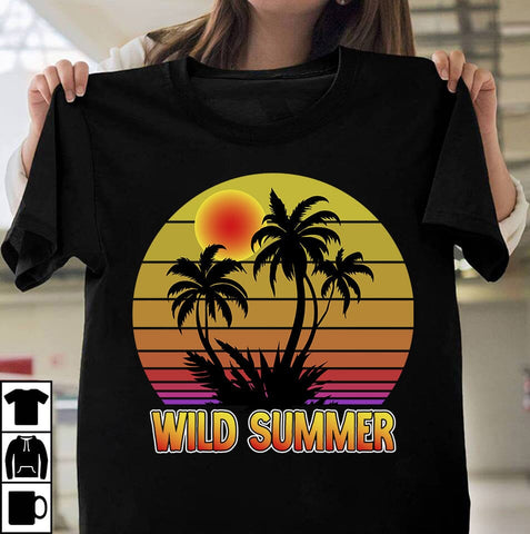 Wild Summer Retro Sunset ,Summer Sublimation ,Summer Retro Vintage T-shirt DEsign,SUmmer SVG ,Summer Rtero T-shirt DEsign BUndle Sublimation Insomnia Std 