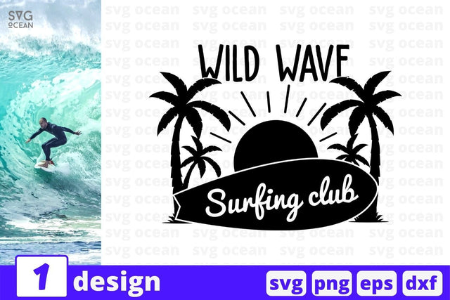 Wild wave surfing club SVG Cut File SVG SvgOcean 