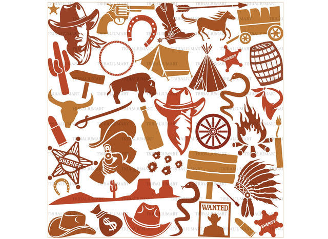 Wild west icons background SVG TribaliumArtSF 