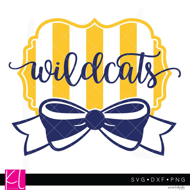 Wildcats and Bow Wide Stripe Frame SVG Kelly Lollar Designs 