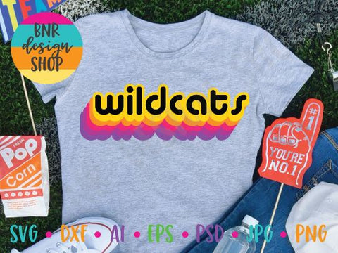 Wildcats SVG File, Retro Sports SVG, SVG Cut File for Cricut Cutting Machines and Vinyl Crafting SVG BNRDesignShop 