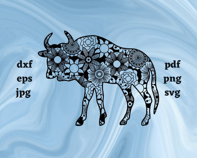 Wildebeest Mandala SVG Cut File SVG Northern Light SVG 
