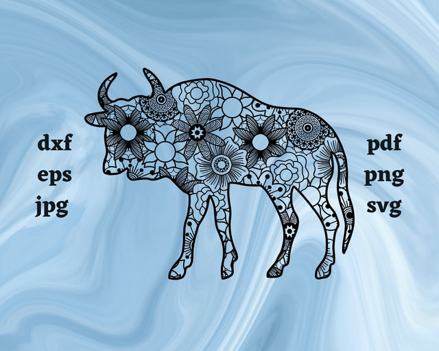Wildebeest Mandala SVG Cut File SVG Northern Light SVG 