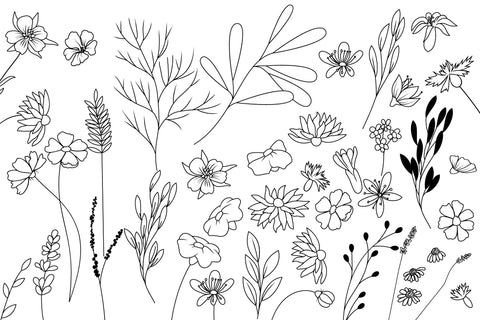 Wildflower And Leaves Svg Bundle, Botanical Clipart, Flowers SVG Yuliya 