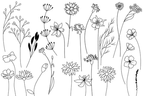 Wildflower And Leaves Svg Bundle, Botanical Clipart, Flowers SVG Yuliya 