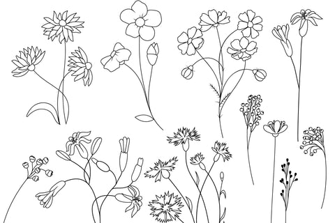Wildflower And Leaves Svg Bundle, Botanical Clipart, Flowers SVG Yuliya 