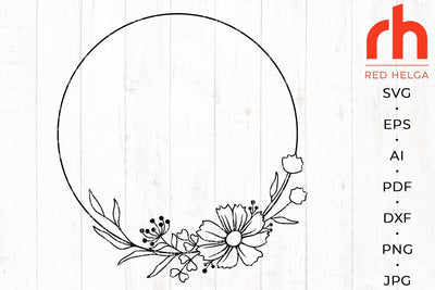 Wildflower frame svg - Flower wreath svg - Floral wedding monogram svg SVG RedHelgaArt 