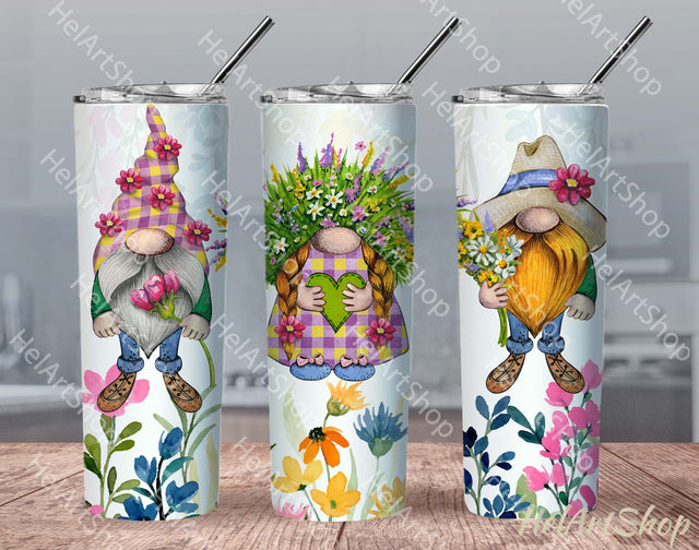 Wildflower Gnomes Tumbler PNG, SKINNY TUMBLER 20 PNG Sublimation _HelArtShop_ 