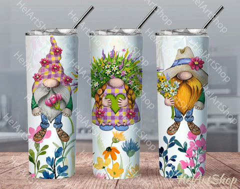 Wildflower Gnomes Tumbler PNG, SKINNY TUMBLER 20 PNG Sublimation _HelArtShop_ 