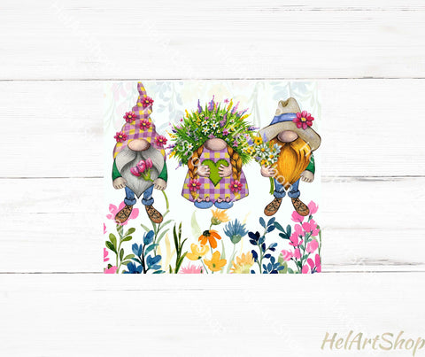 Wildflower Gnomes Tumbler PNG, SKINNY TUMBLER 20 PNG Sublimation _HelArtShop_ 