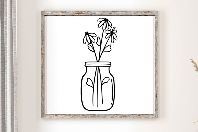 Wildflower In Mason Jar SVG Cut File SVG dapiyupi store 