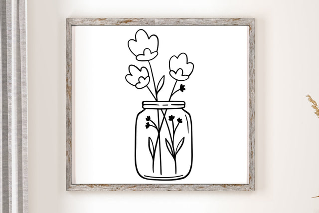 Wildflower In Mason Jar SVG Cut File SVG dapiyupi store 