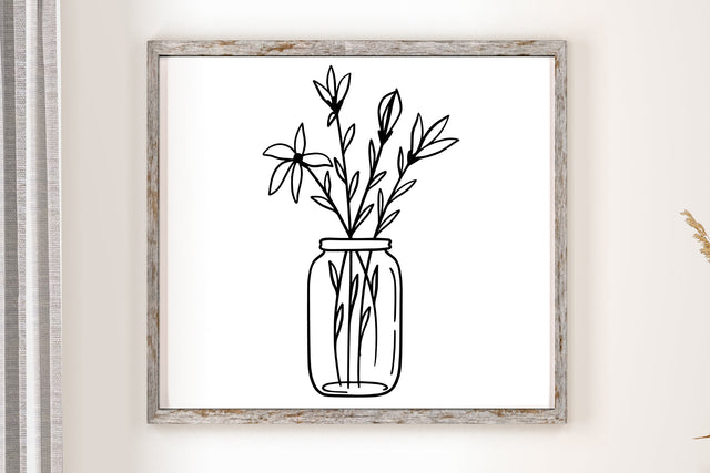 Wildflower In Mason Jar SVG Cut File SVG dapiyupi store 