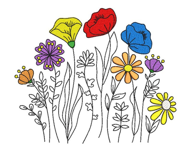 Wildflower Meadow Embroidery Design, 3 sizes Embroidery/Applique DESIGNS Nino Nadaraia 