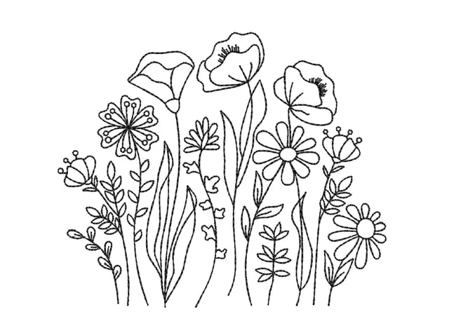 Wildflower Meadow Embroidery Design, 5 sizes Embroidery/Applique DESIGNS Nino Nadaraia 