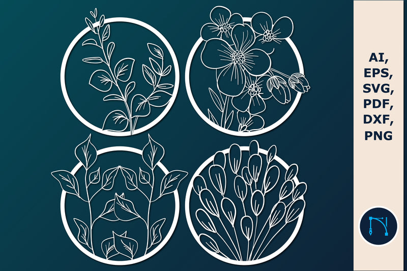 wildflower round wall decor bundle SVG - So Fontsy