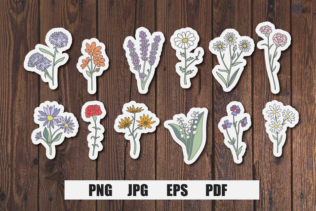 wildflower sticker printable bundle SVG dadan_pm 