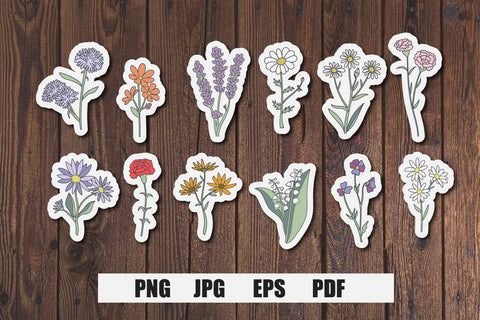 wildflower sticker printable bundle SVG dadan_pm 