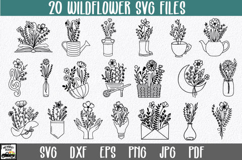Wildflower SVG Bundle - 20 Flower Files SVG Old Market 