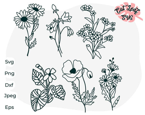 Wildflower svg, floral svg, flower svg, garden svg, bouquet svg, flourish svg, daisy svg, flower cipart, botanical svg, boho svg SVG CutLeafSvg 