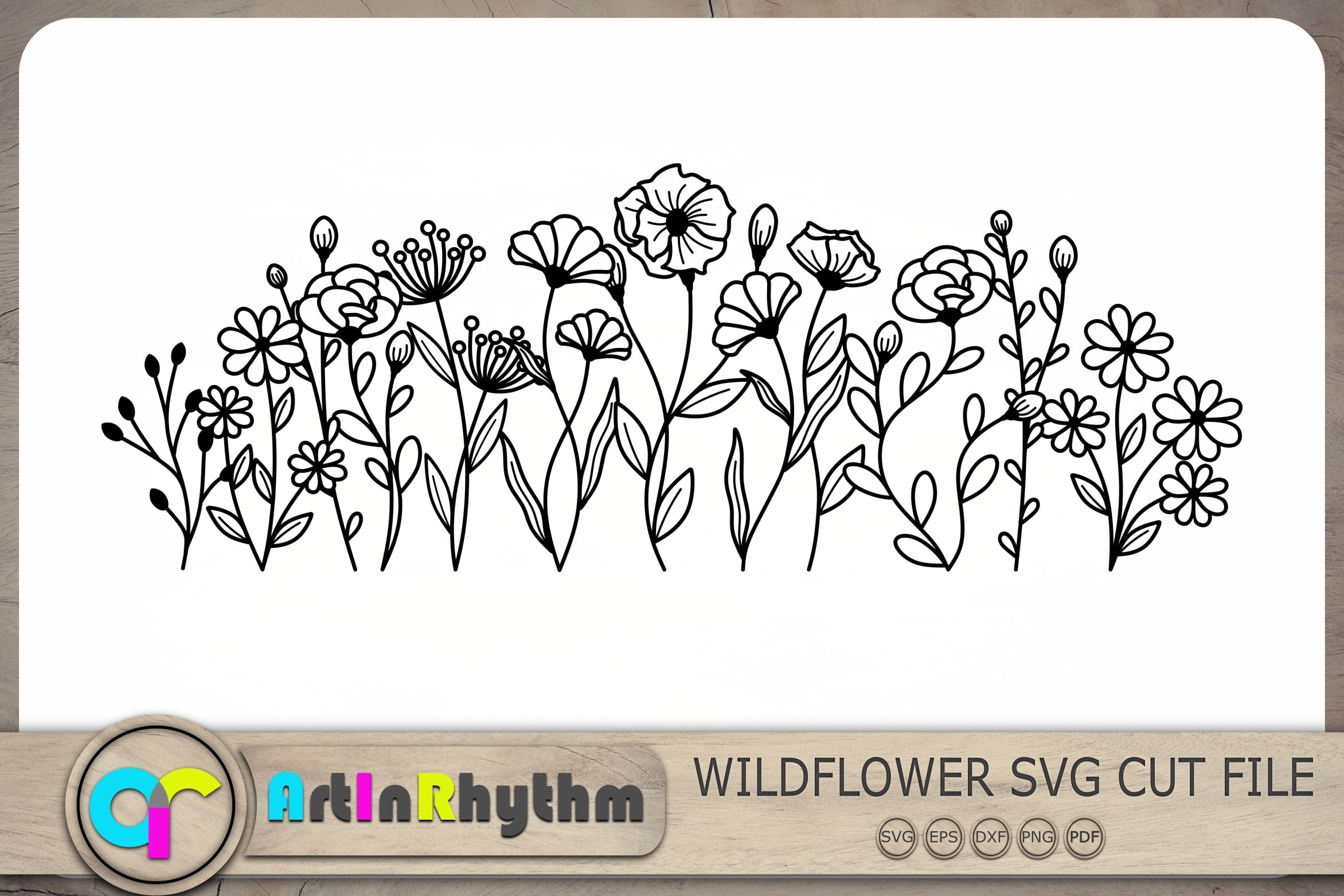 Wildflowers SVG, Flower SVG, Floral SVG, Hand Drawn Flowers SVG, PNG, DXF,  EPS, Cut Files for Cricut and Silhouette