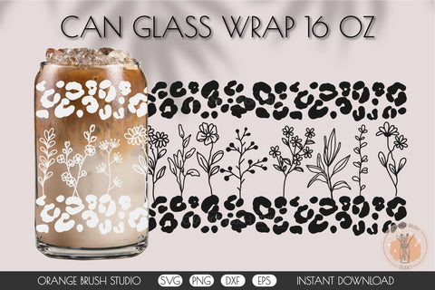 Wildflowers Can Glass Wrap Bundle for Libbey Glass Can SVG OrangeBrushStudio 
