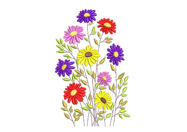 Wildflowers Embroidery Design, 4 sizes, Instant Download Embroidery/Applique DESIGNS Nino Nadaraia 