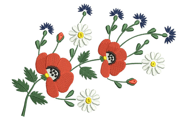 Wildflowers embroidery design, poppy embroidery, Plants embroidery, flowers embroidery design Embroidery/Applique DESIGNS NextEmbroidery 
