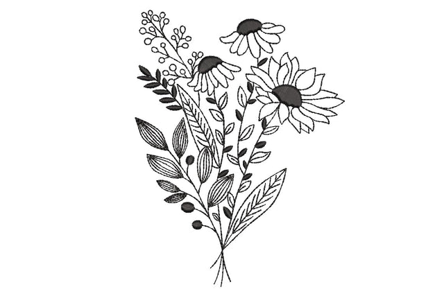 Wildflowers embroidery design, sunflower design, 5 sizes, instant download. Embroidery/Applique DESIGNS ArtEMByNatalia 