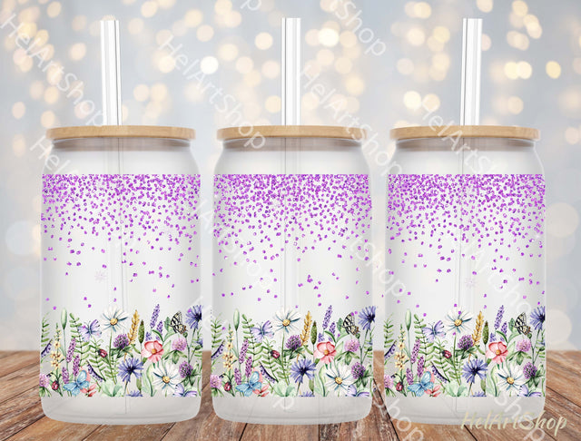 Wildflowers Glass Can Png | 16oz Libbey Glass Sublimation _HelArtShop_ 