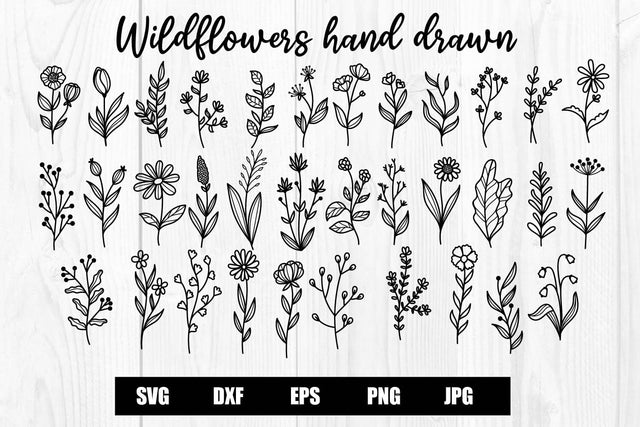 Wildflowers hand drawn svg bundle SVG dadan_pm 