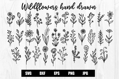 Wildflowers hand drawn svg bundle SVG dadan_pm 