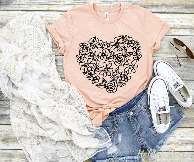 Wildflowers heart svg SVG _HelArtShop_ 