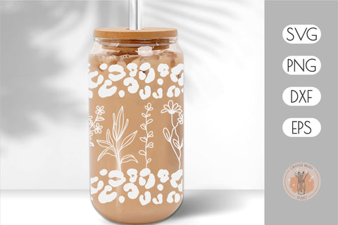 Wildflowers Libbey Can Glass Wrap SVG 16 Oz SVG OrangeBrushStudio 