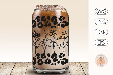 Wildflowers Libbey Can Glass Wrap SVG 16 Oz SVG OrangeBrushStudio 