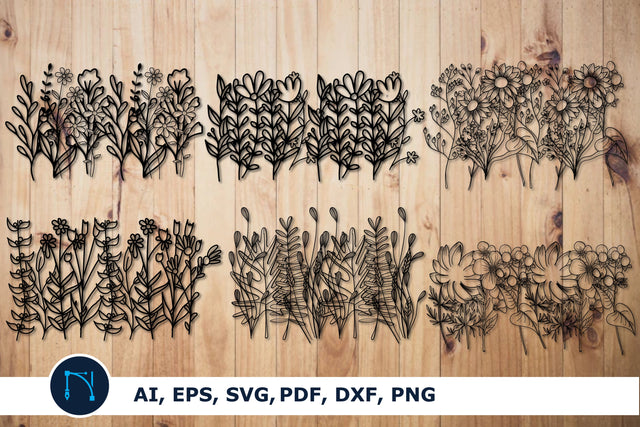 Wildflowers Lineart SVG bundle cut file SVG MD JOYNAL ABDIN 