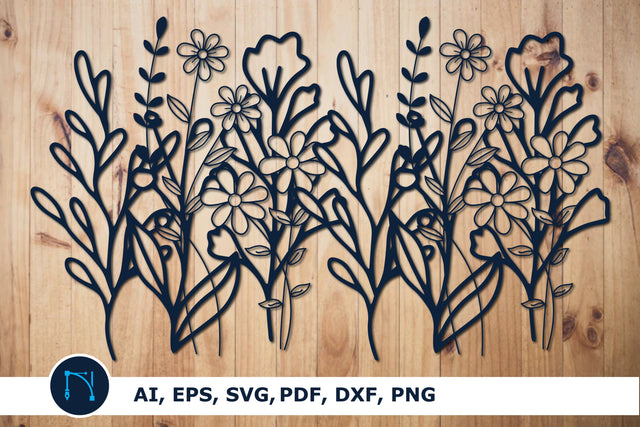 Wildflowers Lineart SVG paper cut file SVG MD JOYNAL ABDIN 