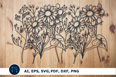 Wildflowers Lineart SVG paper cut file SVG MD JOYNAL ABDIN 