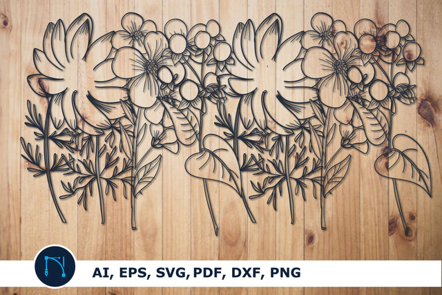 Wildflowers Lineart SVG paper cut file SVG MD JOYNAL ABDIN 