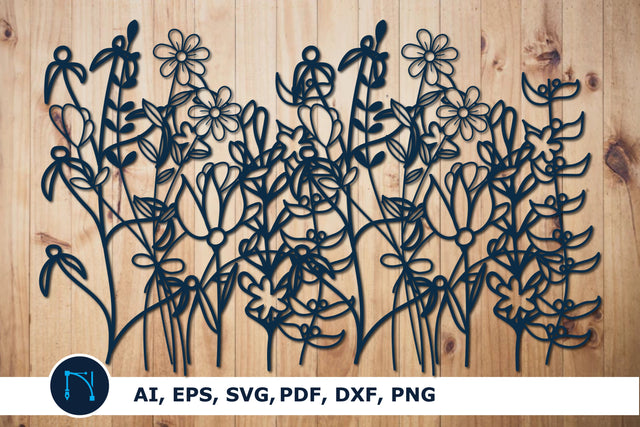 Wildflowers Lineart SVG paper cut file SVG MD JOYNAL ABDIN 