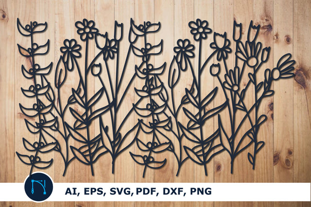 Wildflowers Lineart SVG paper cut file SVG MD JOYNAL ABDIN 